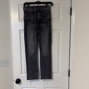 Mother High Waisted Rascal Ankle Snippet Black Denim Jeans